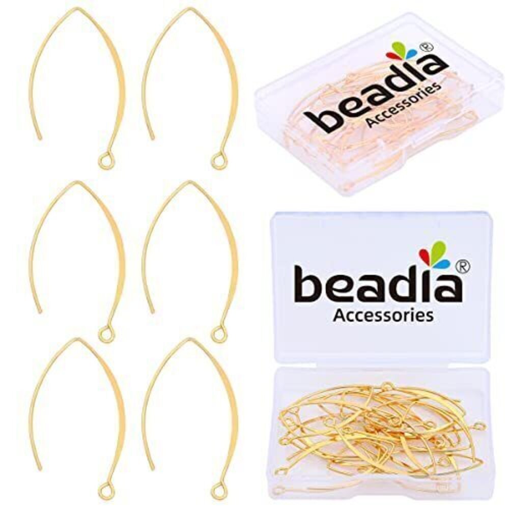 2453 18K Gold Plated Earring Hooks U Shape 15x38mm 20pcs for Jewelry Making
